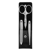 Maniküreset, 3-teilig, Etui zum Klicken und Schließen, Schwarzes Leder
