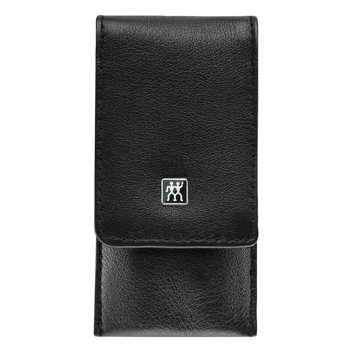 Maniküreset, 3-teilig, Etui zum Klicken und Schließen, Schwarzes Leder