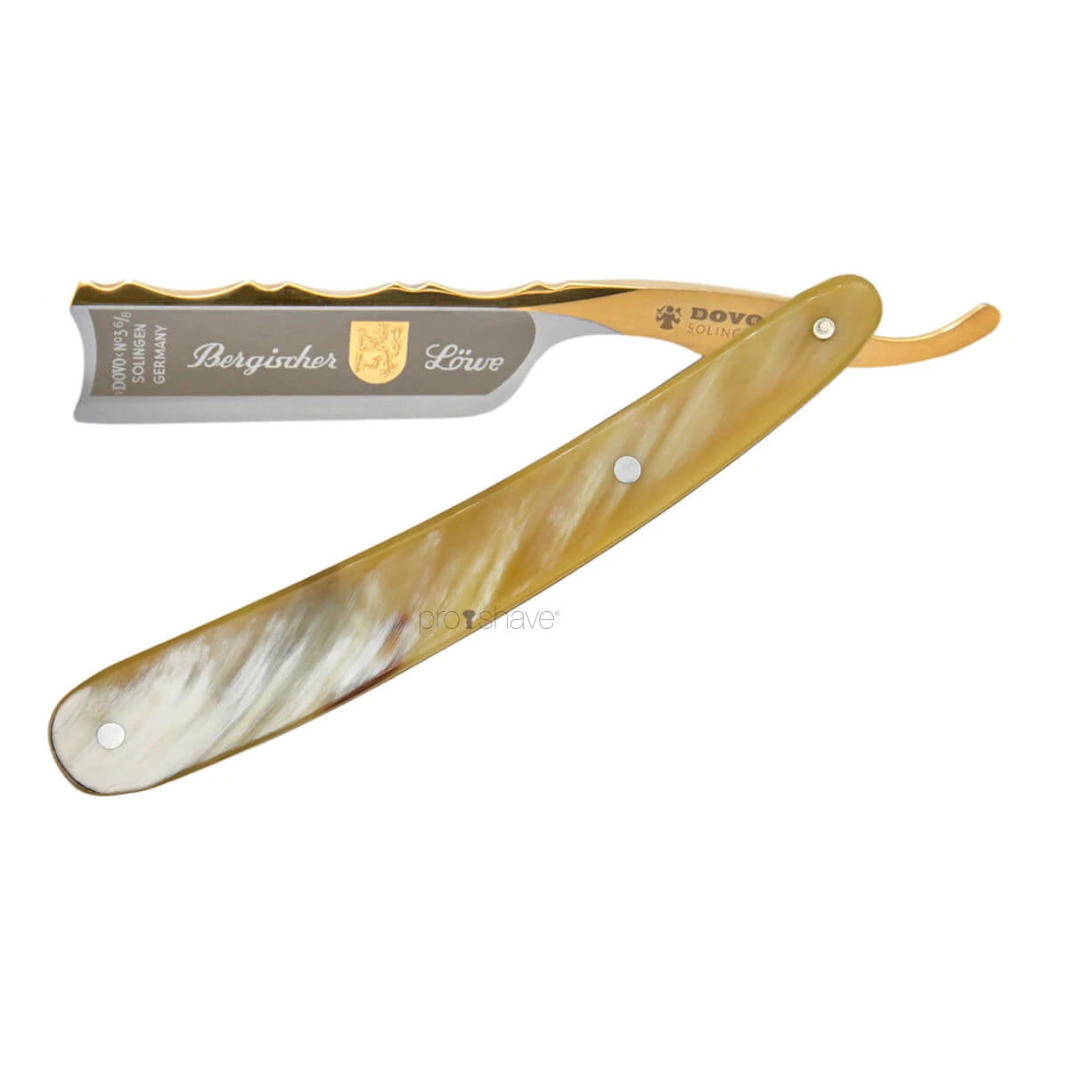 Rasiermesser 6/8, Spanische Spitze, Bergischer Löwe, Horn