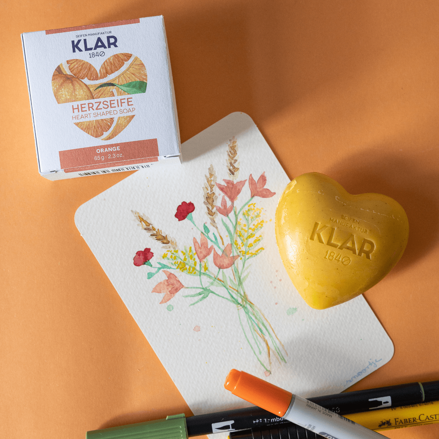 Seife in Herzform, Orange, 65 gr.