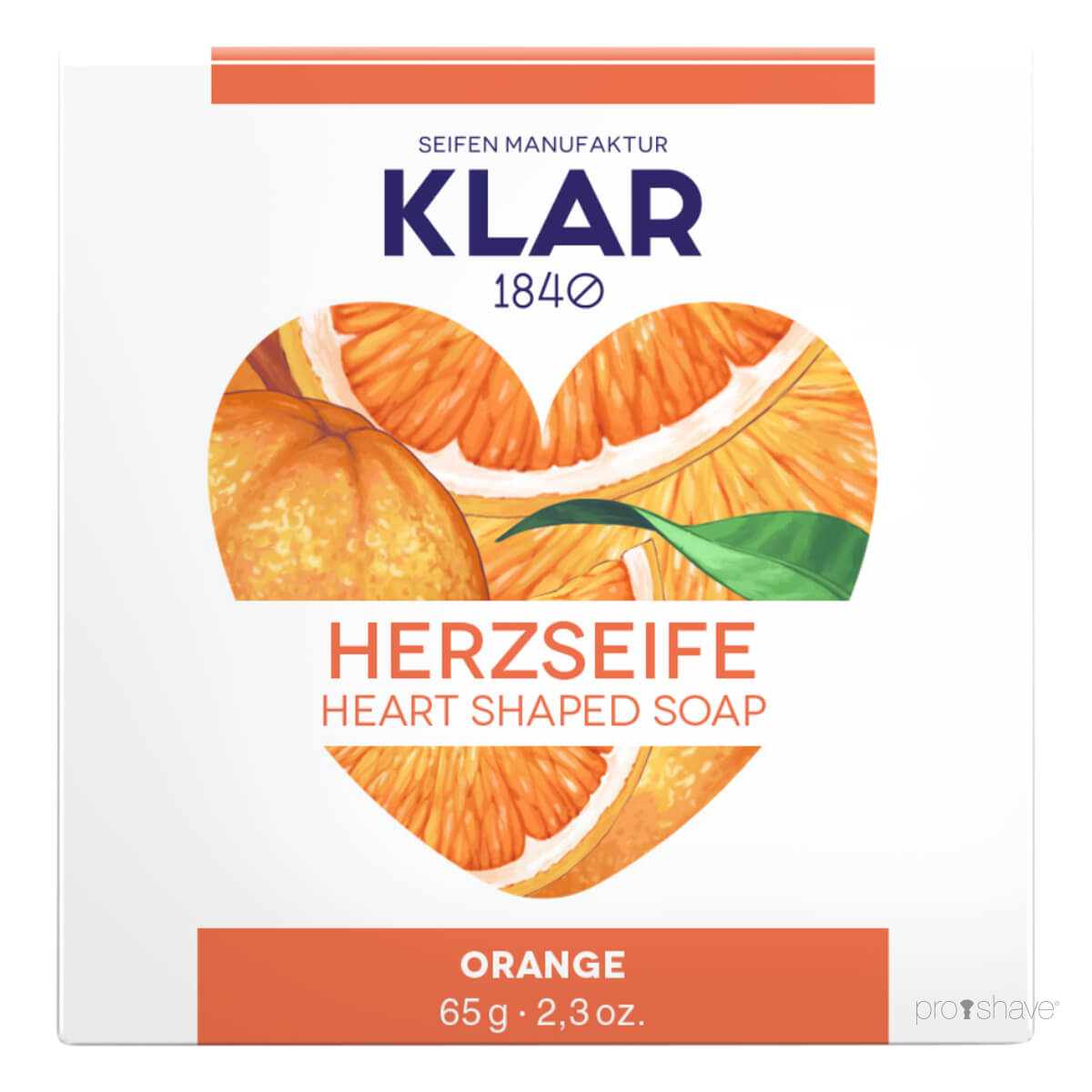 Seife in Herzform, Orange, 65 gr.