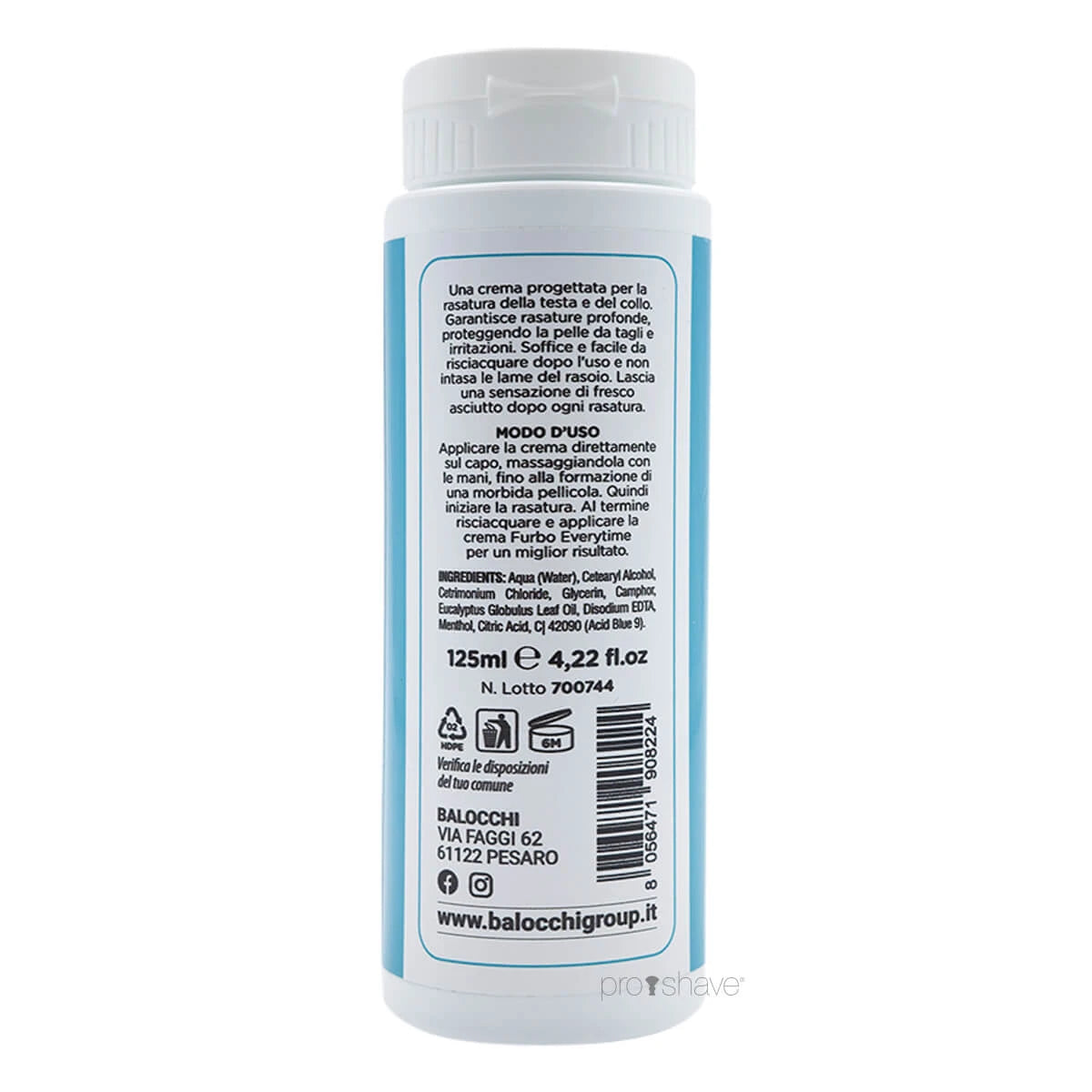 Rasiercreme, Kopfrasur, 125 ml.