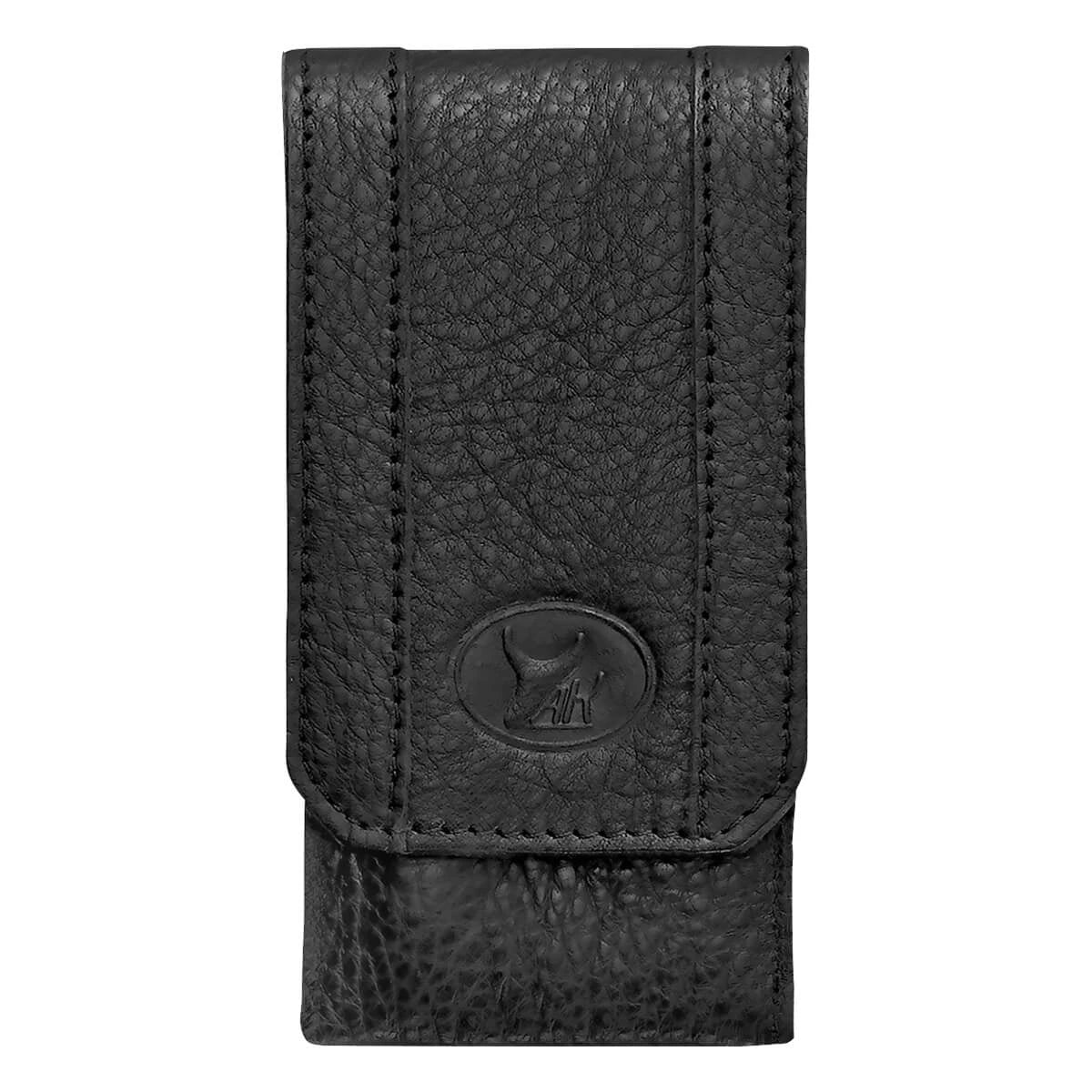 Maniküreset, 3-teilig, Click and close Etui, Schwarzes Leder