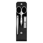 Maniküreset, 3-teilig, Click and close Etui, Schwarzes Leder