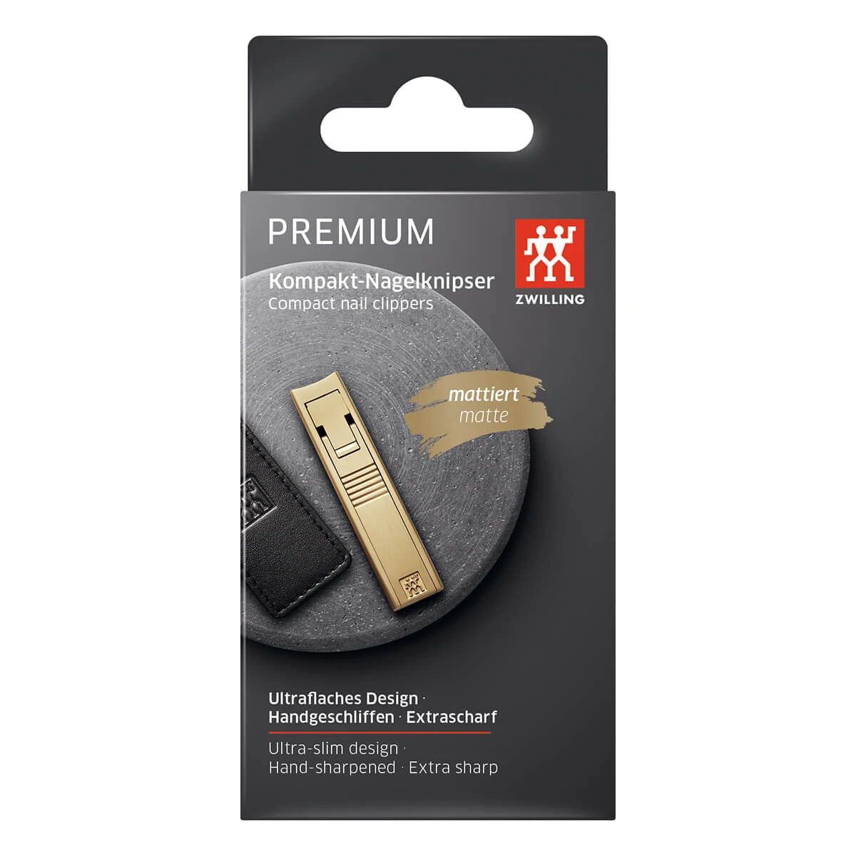 Nagelknipser im Lederetui, Gold