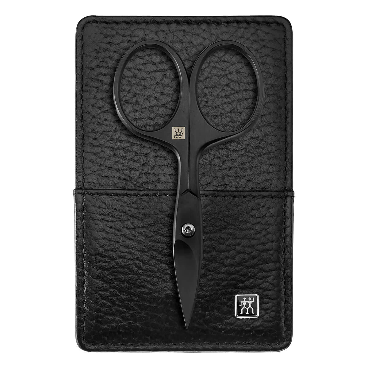 Maniküreset, 3 Teile, Schwarz, Schwarzes Leder