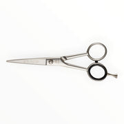 Friseurschere - gewinkelt, Mikroverzahnung, Edelstahl, 14 cm.