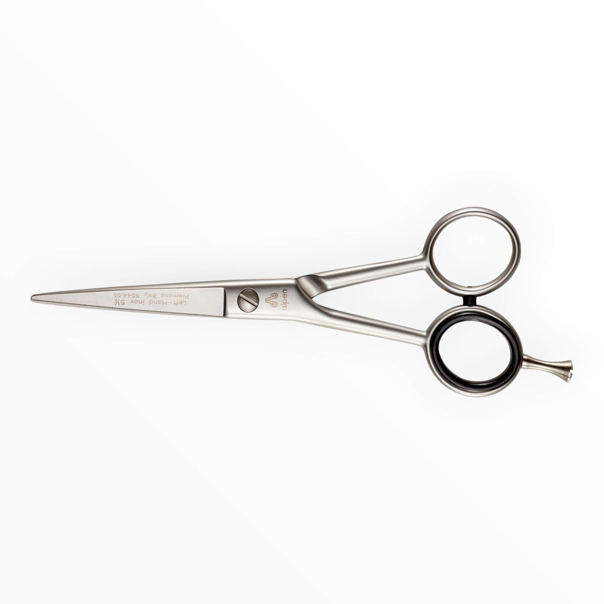 Friseurschere - gewinkelt, Mikroverzahnung, Edelstahl, 14 cm.