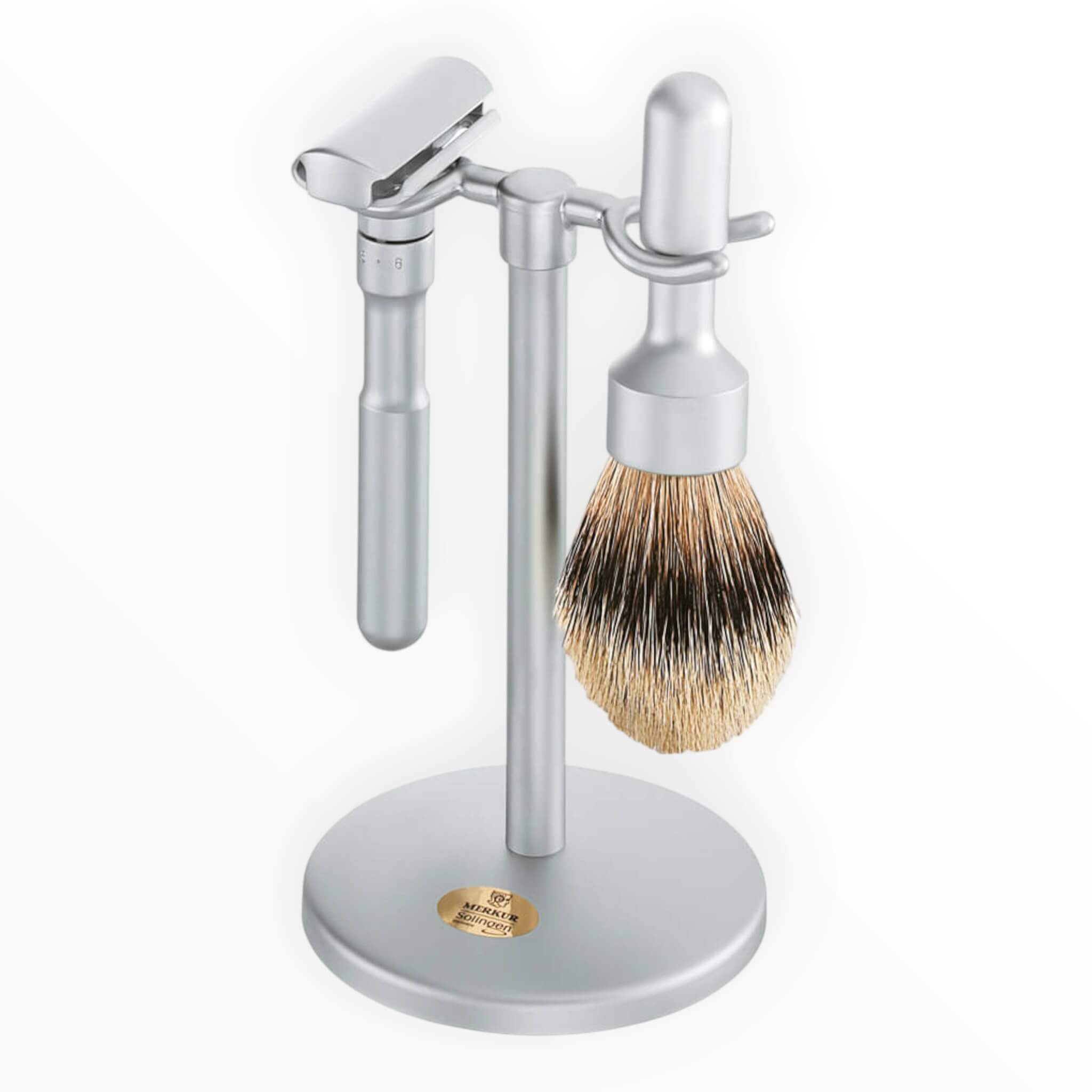 Futur Rasierset, Rasierer, Pinsel und Halter, Satin Finish