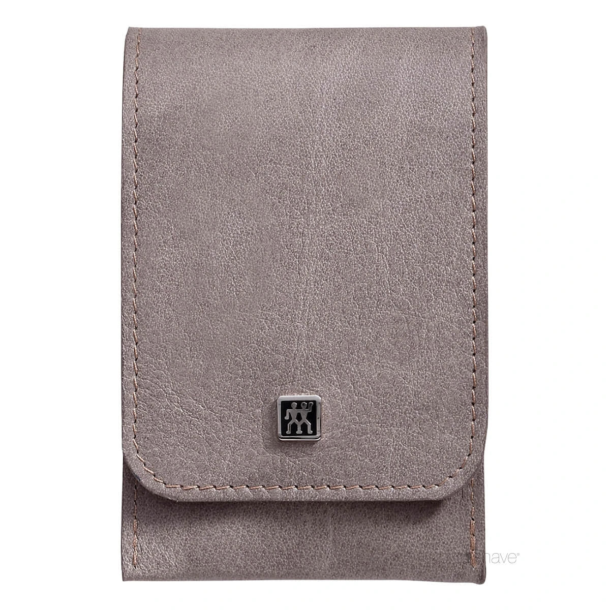 Maniküreset, 4-teilig, Click-lock-Etui, Grau-braunes Leder