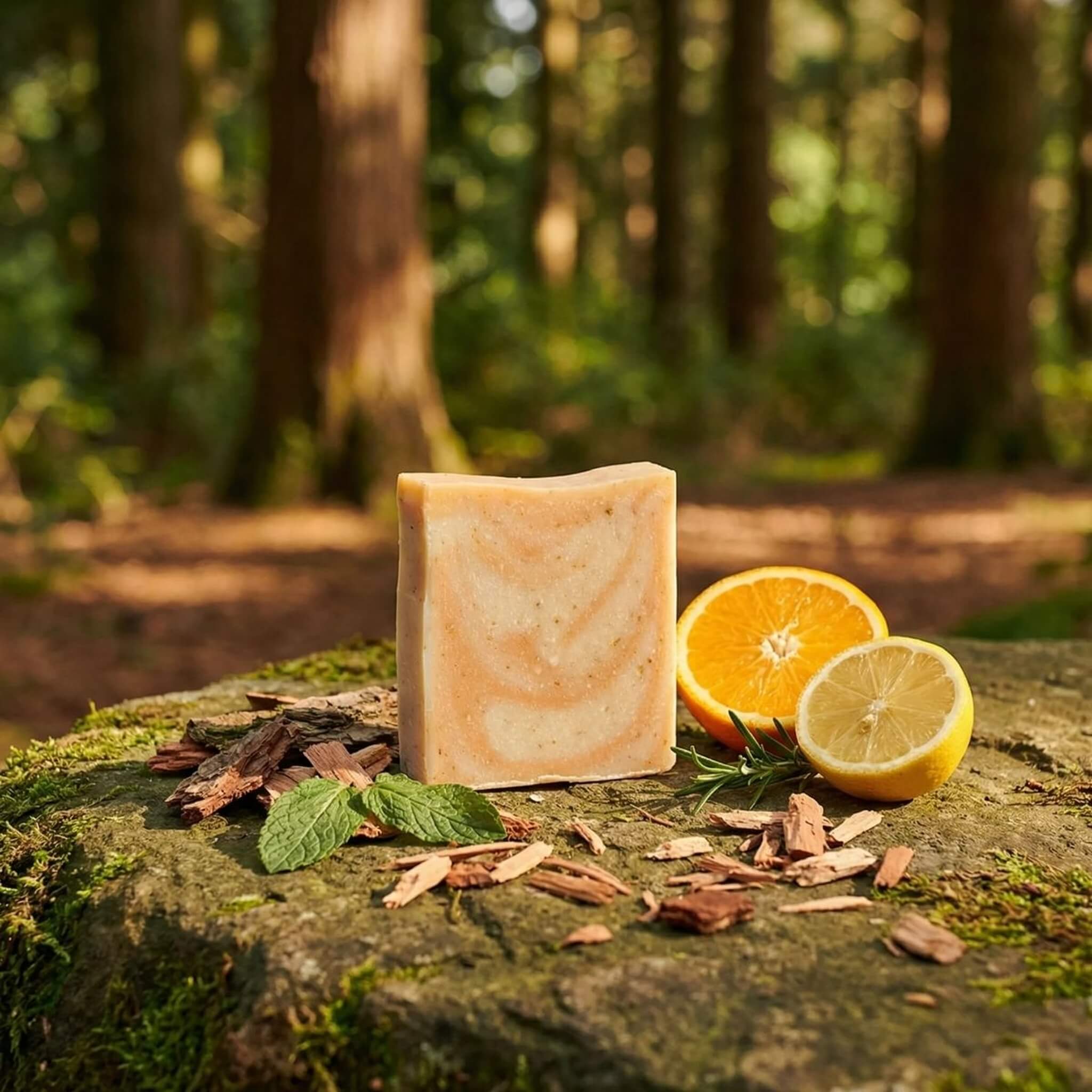 Seife, Citrus-Zedernholz-Peeling, 135 g.