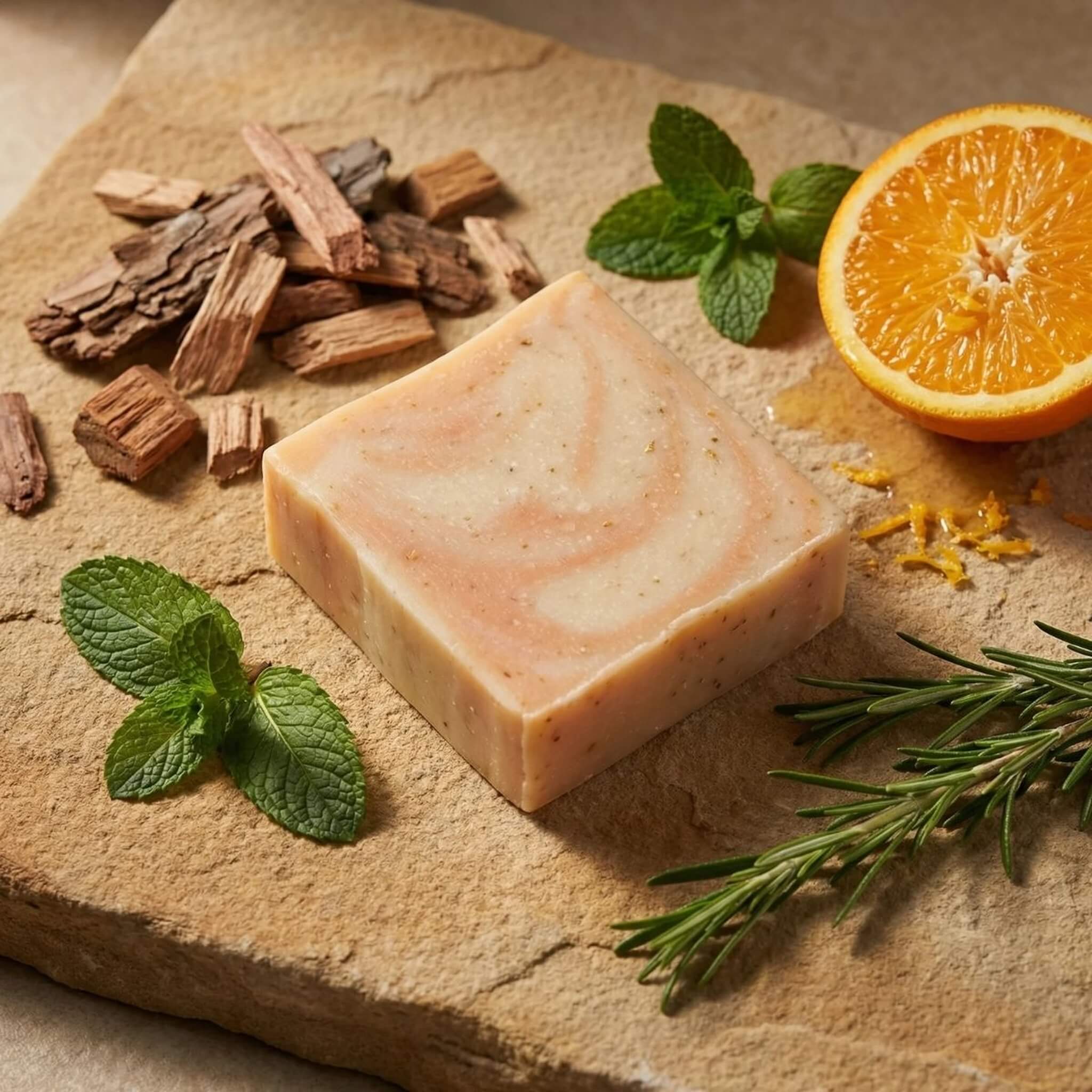Seife, Citrus-Zedernholz-Peeling, 135 g.