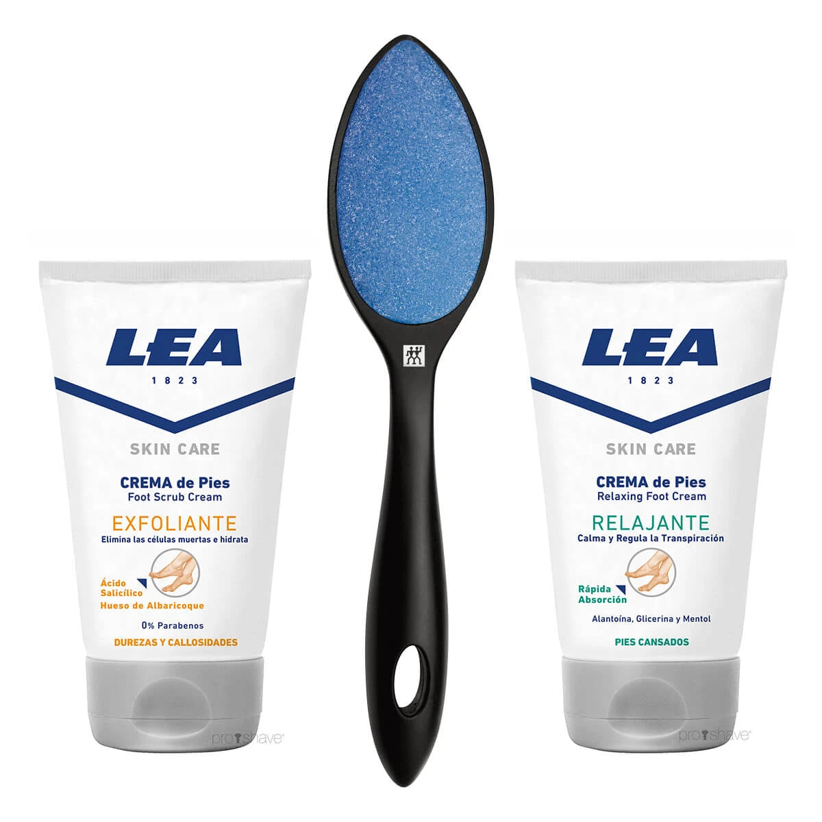 Fodplejesæt med Keramisk Fodfil (Sort), Eksfolierende Fodscrub og Fodcreme