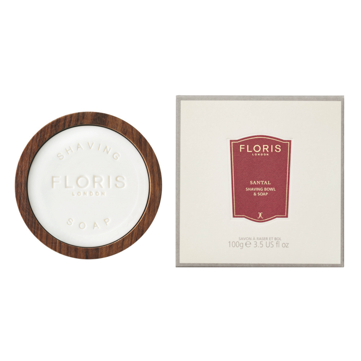 Santal, Rasierseife in einer Holzschale, 100 g