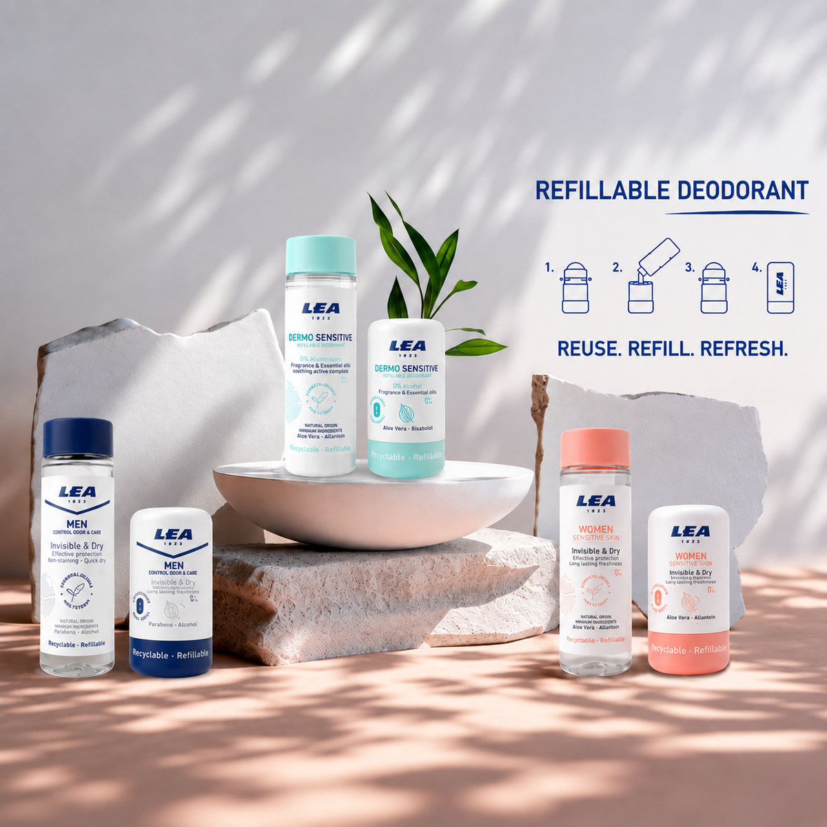 Geschenkset mit nachfüllbarem Roll-on-Deodorant + Nachfüllpackung, Dermo Sensitive