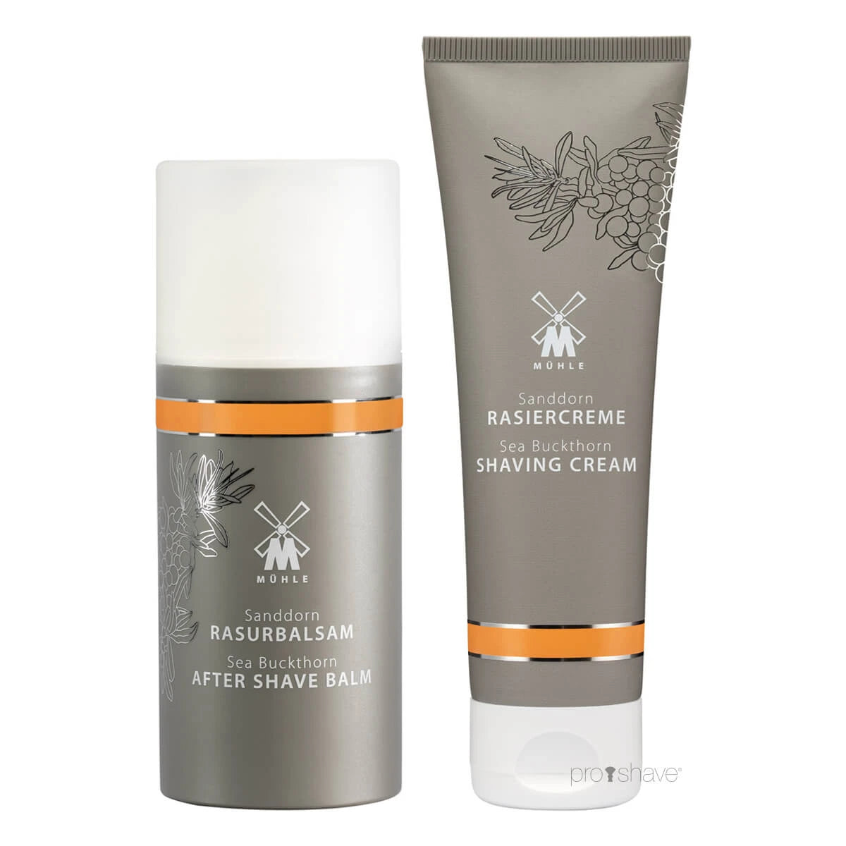 Geschenksets mit Rasiercreme und Aftershave-Balsam, Sanddorn