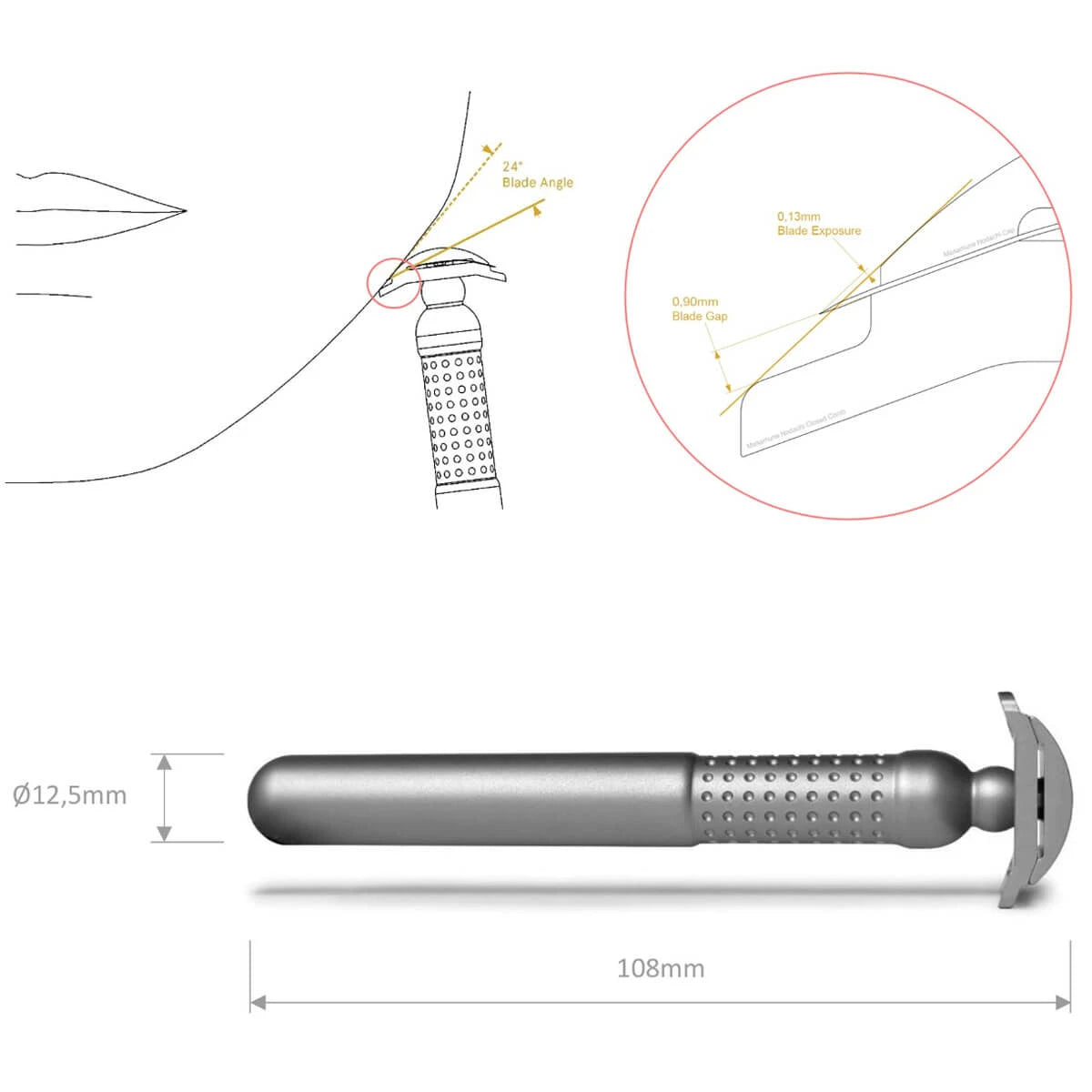 Masamune Nodachi DE-Rasierhobel, geschlossener Kamm, Titanium