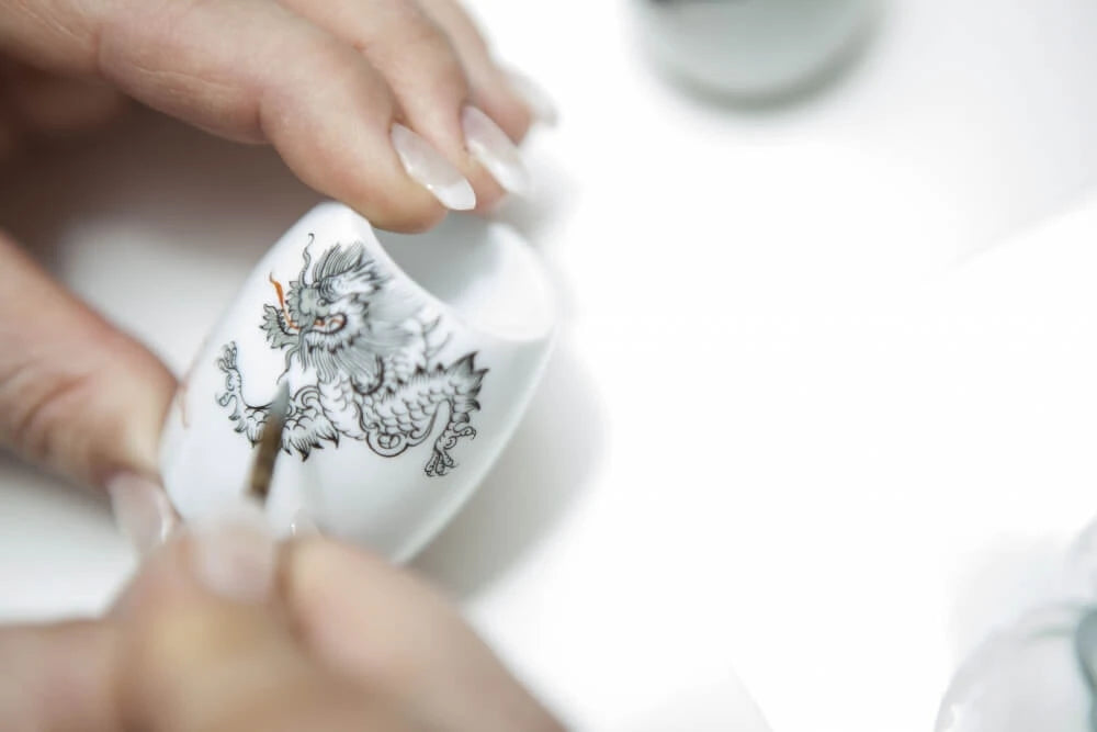 Meissen Porcelain Silvertip Rasierpinsel, Porzellan