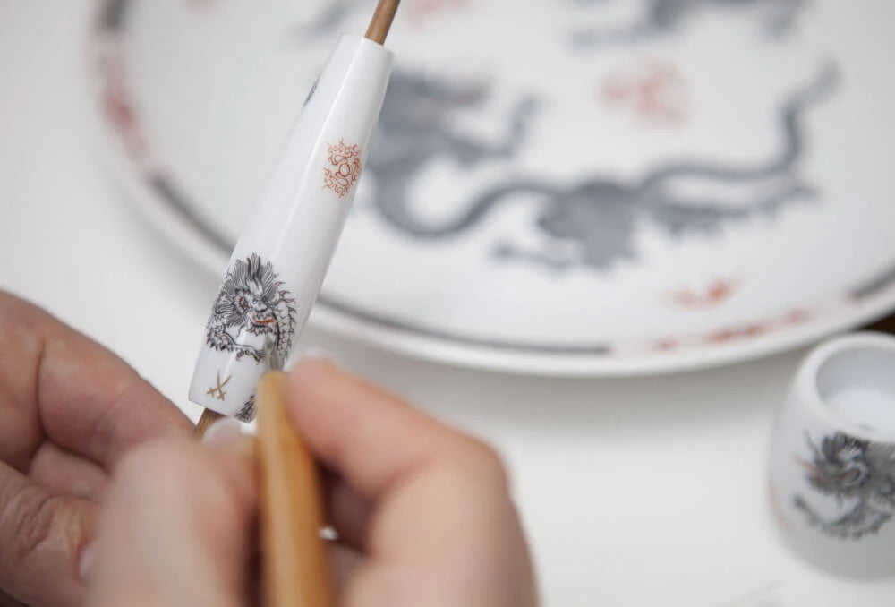 Meissen Porcelain Rasierset mit Rasierhobel, Rasierpinsel und Halterung, Porzellan