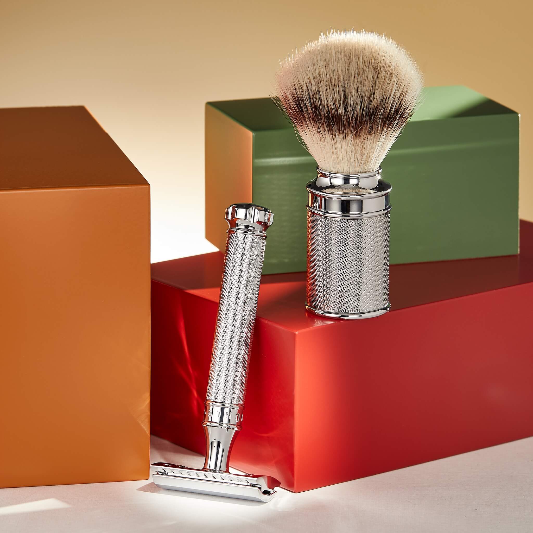 Rasierpinsel mit Silberspitze, 21 mm, Traditional, Chrom