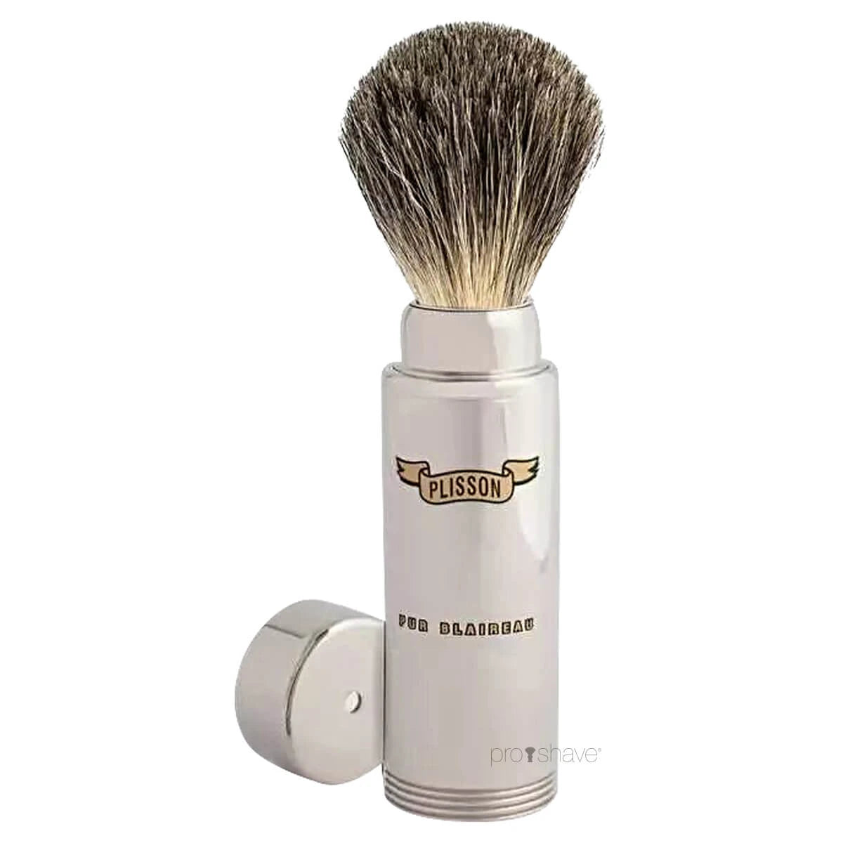 Reisebürste, Pure China Grey Badger & vernickelt, Voyage, Größe 6