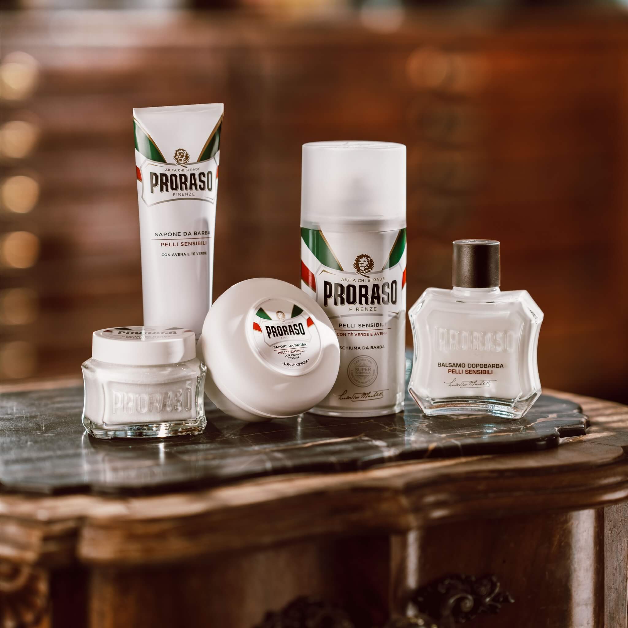 Rasierseife in Schale - Sensitive, Grüner Tee & Hafer, 150 ml.