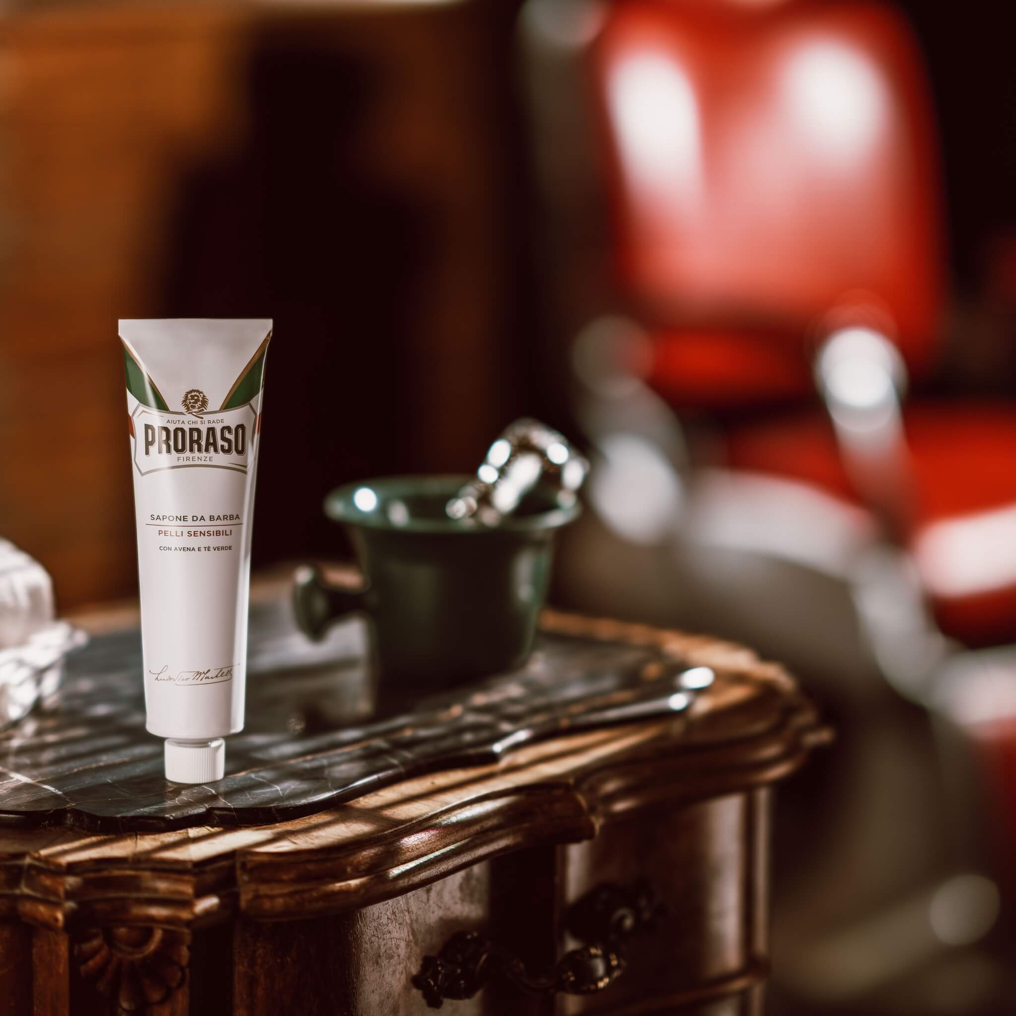 Rasiercreme - Sensitive, Grüner Tee & Hafer, 150 ml.