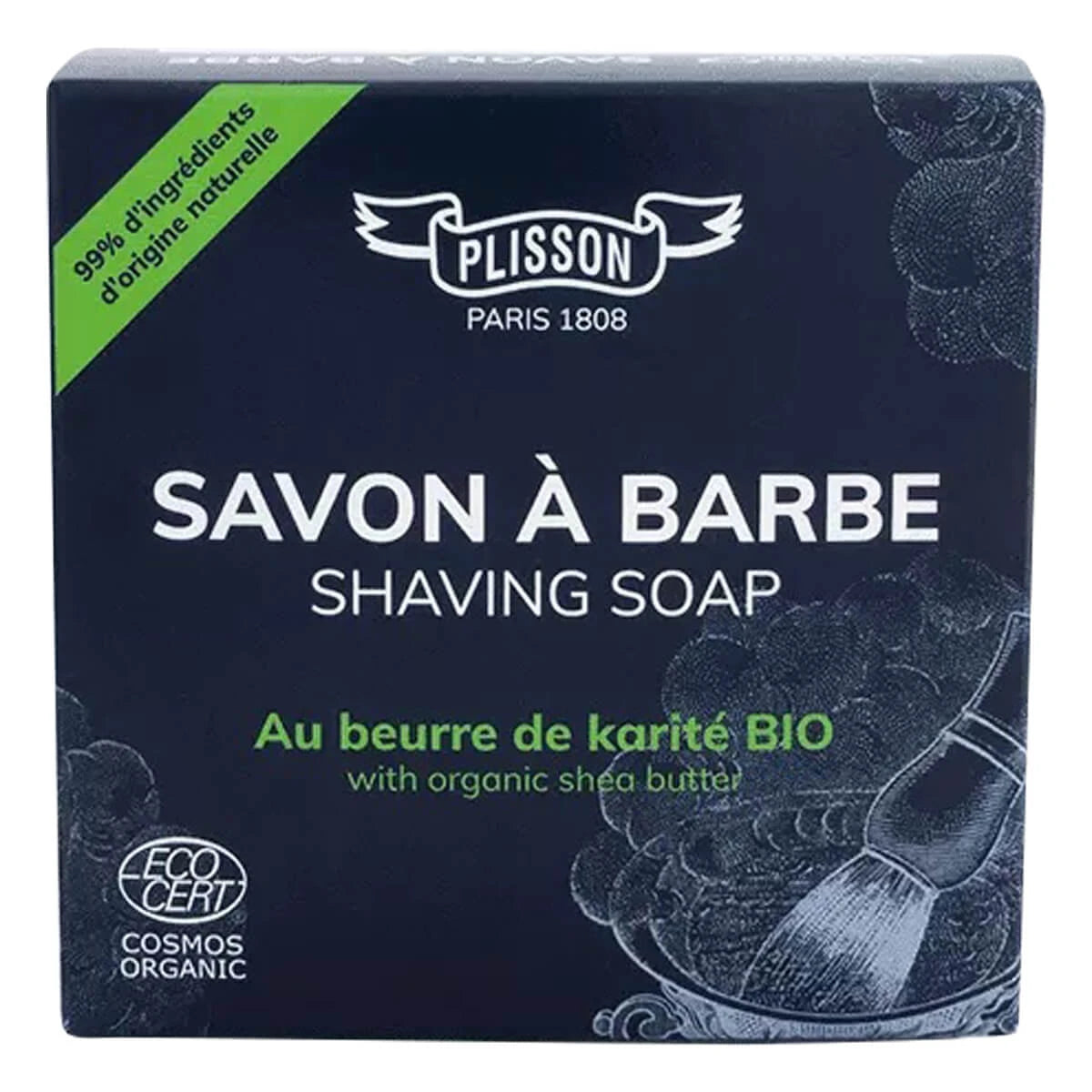 Bio-Sheabutter-Rasierseife, Ecocert, 80 g.