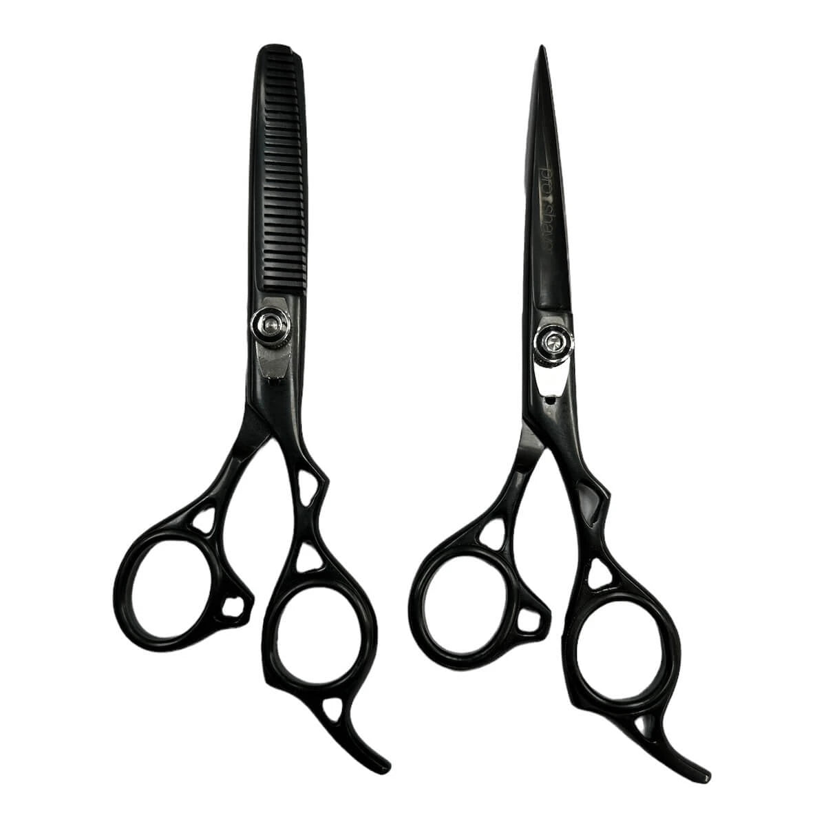 Friseurschere, Sets von Friseurscheren und Ausdünnungsscheren, Schwarz