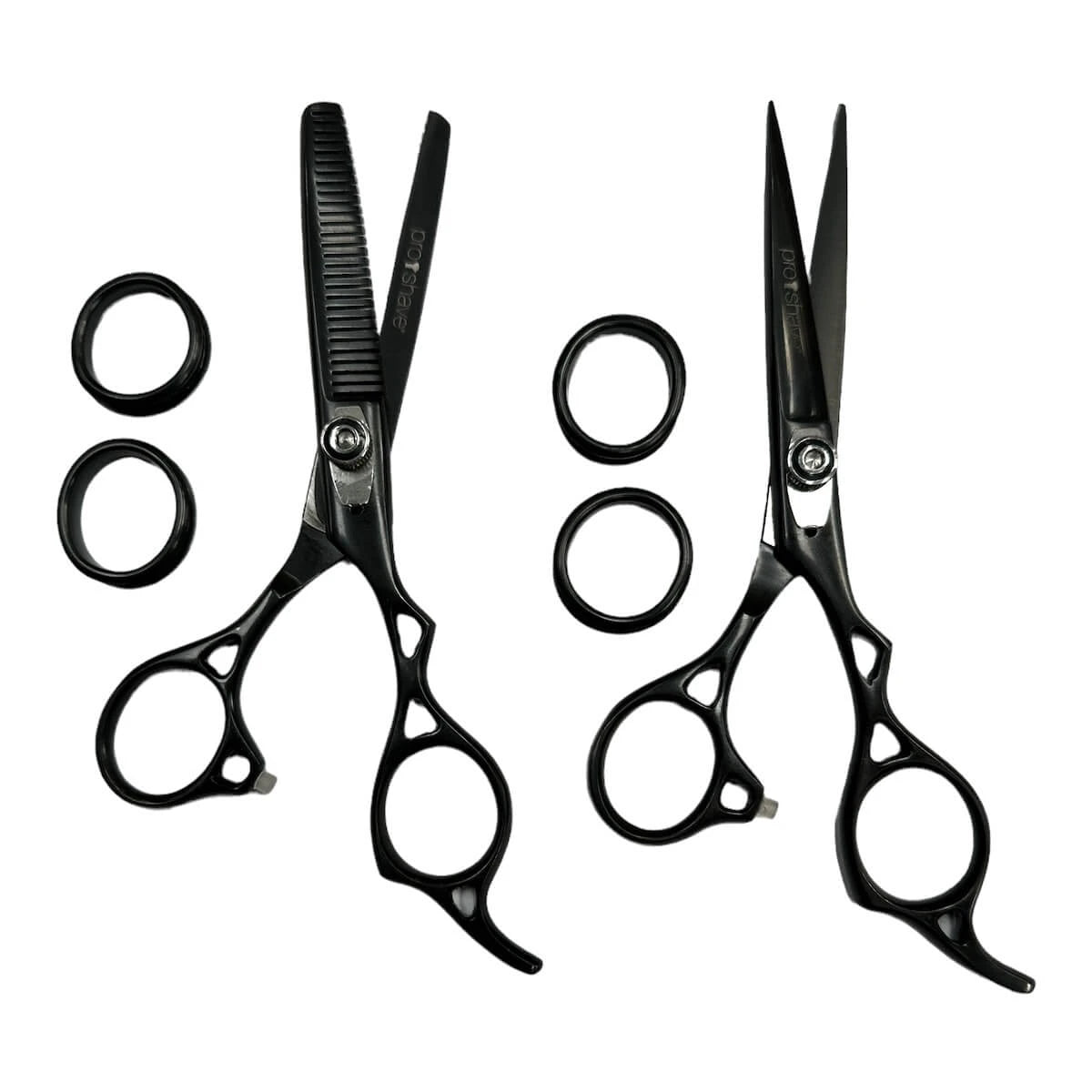 Friseurschere, Sets von Friseurscheren und Ausdünnungsscheren, Schwarz