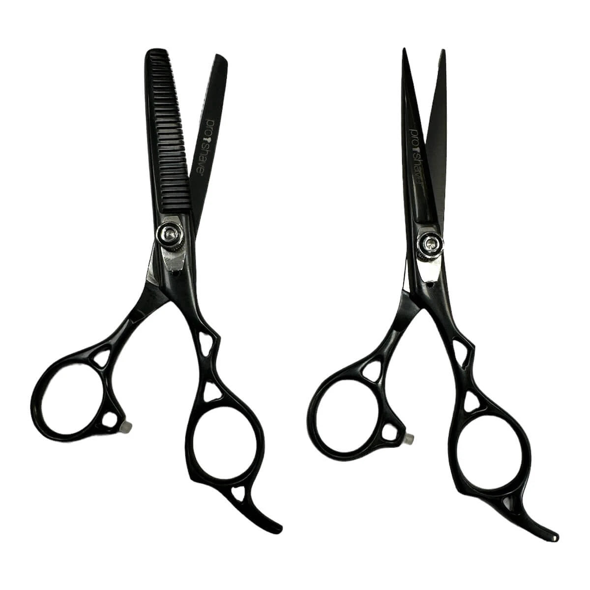 Friseurschere, Sets von Friseurscheren und Ausdünnungsscheren, Schwarz