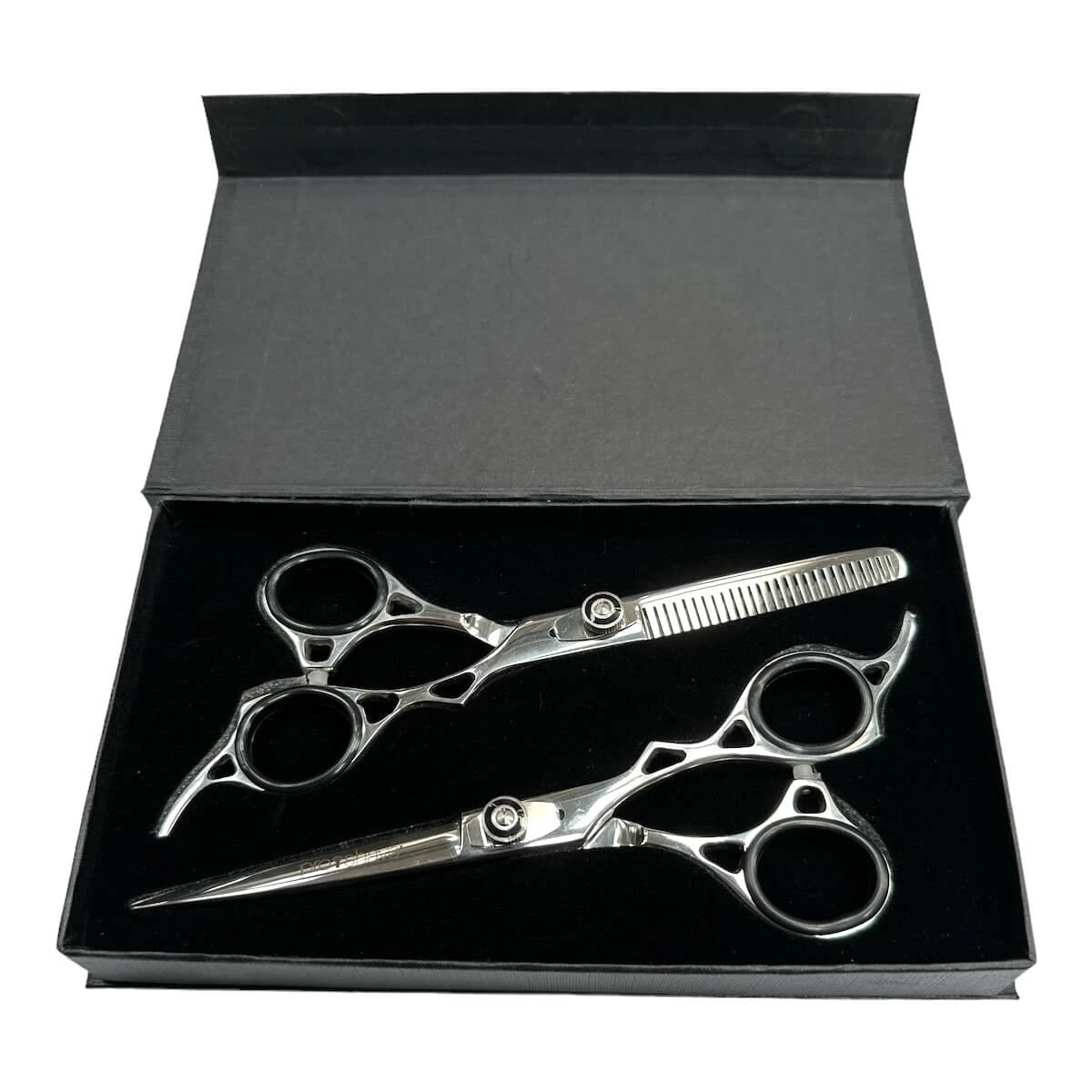 Friseurschere, Sets von Friseurscheren und Ausdünnungsscheren, Chrom