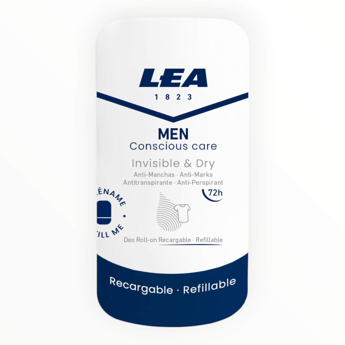 Nachfüllbares Roll-on-Deodorant, Invisible & Dry, für Männer, 50 ml.