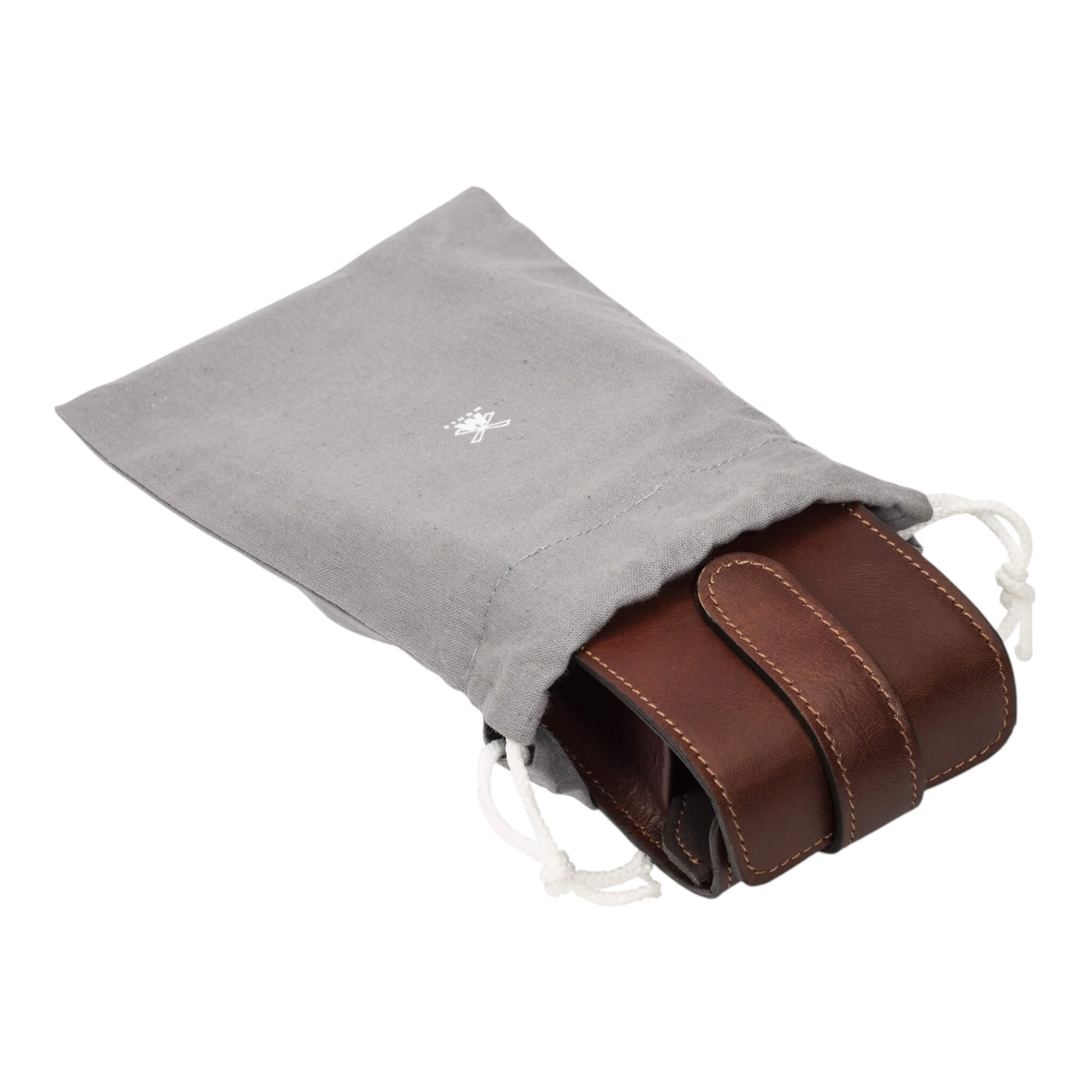 Reiseetui für Rasierer und Bürste, Leder braun