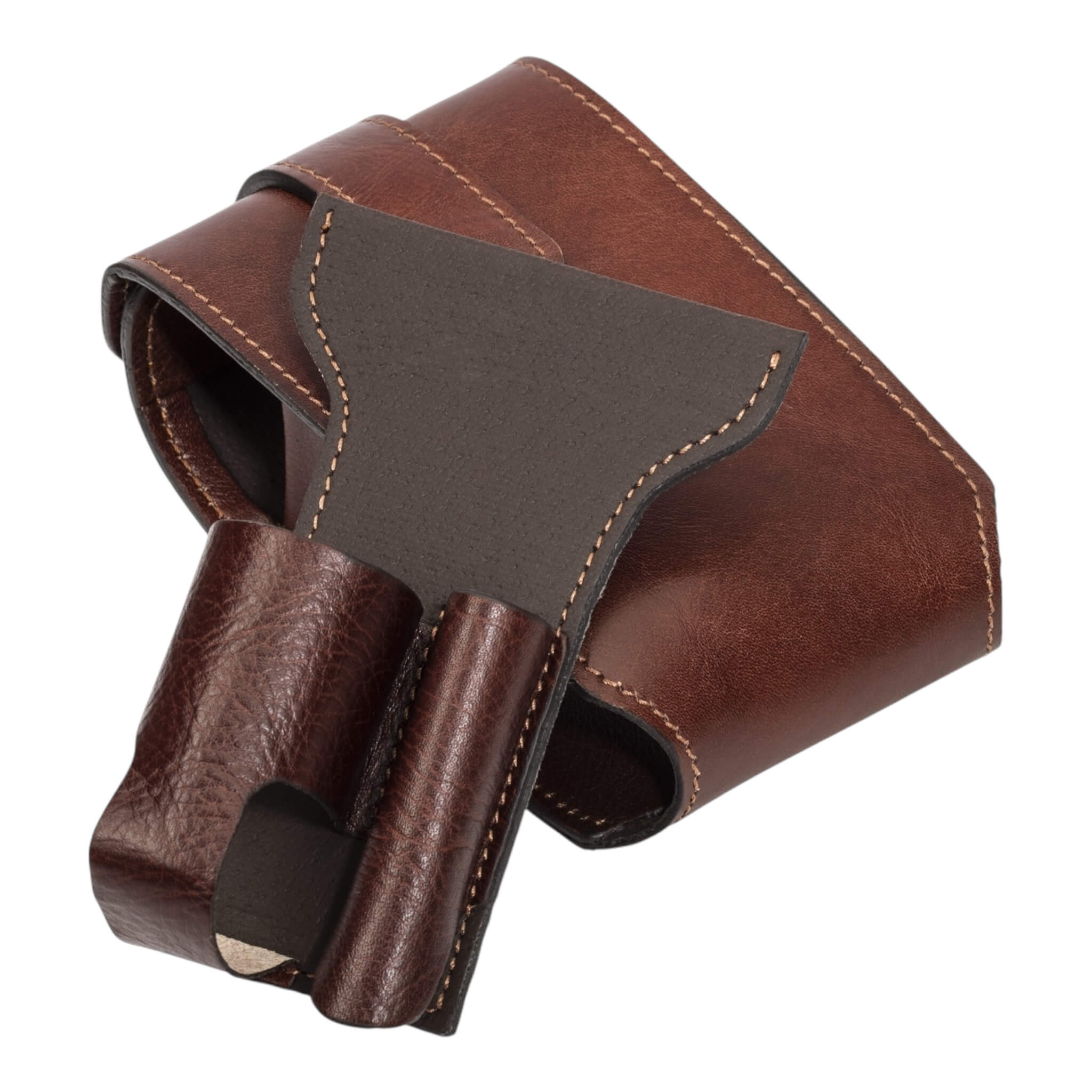 Reiseetui für Rasierer und Bürste, Leder braun
