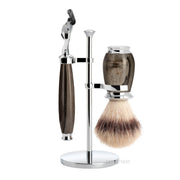 Rasierset mit Fusion-Rasierer, Silvertip Fibre® Rasierpinsel und Halter, Purist, Buche gemasert