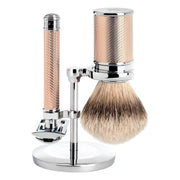 Rasierset mit Rasierhobel, Rasierpinsel und Halter, Traditional, Rosegold