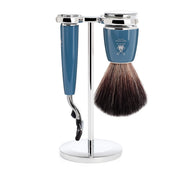 Rasierset mit Mach3 Rasierer, Rasierpinsel und Halter, Rytmo, Petroleum Blau