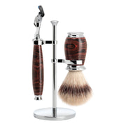 Rasierset mit Fusion-Rasierer, Silvertip Fibre® Rasierpinsel und Halter, Purist, Ebonit