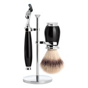 Rasierset mit Fusion-Rasierer, Silvertip Fibre® Rasierpinsel und Halter, Purist, Schwarzes Kunstharz