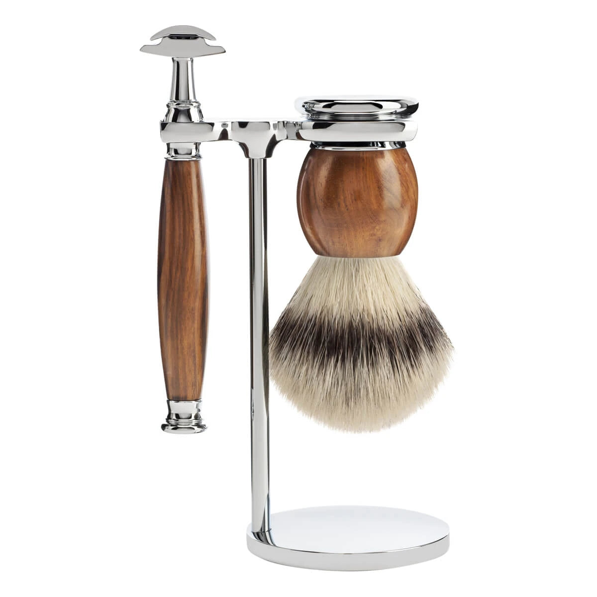 Rasierset mit Rasierhobel, Rasierpinsel und Halter, Sophist, Ironwood