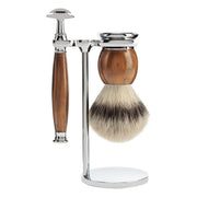 Rasierset mit Rasierhobel, Rasierpinsel und Halter, Sophist, Ironwood