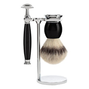 Rasierset mit Rasierhobel, Silvertip Fibre® Rasierpinsel und Halter, Sophist, Schwarzes Kunstharz