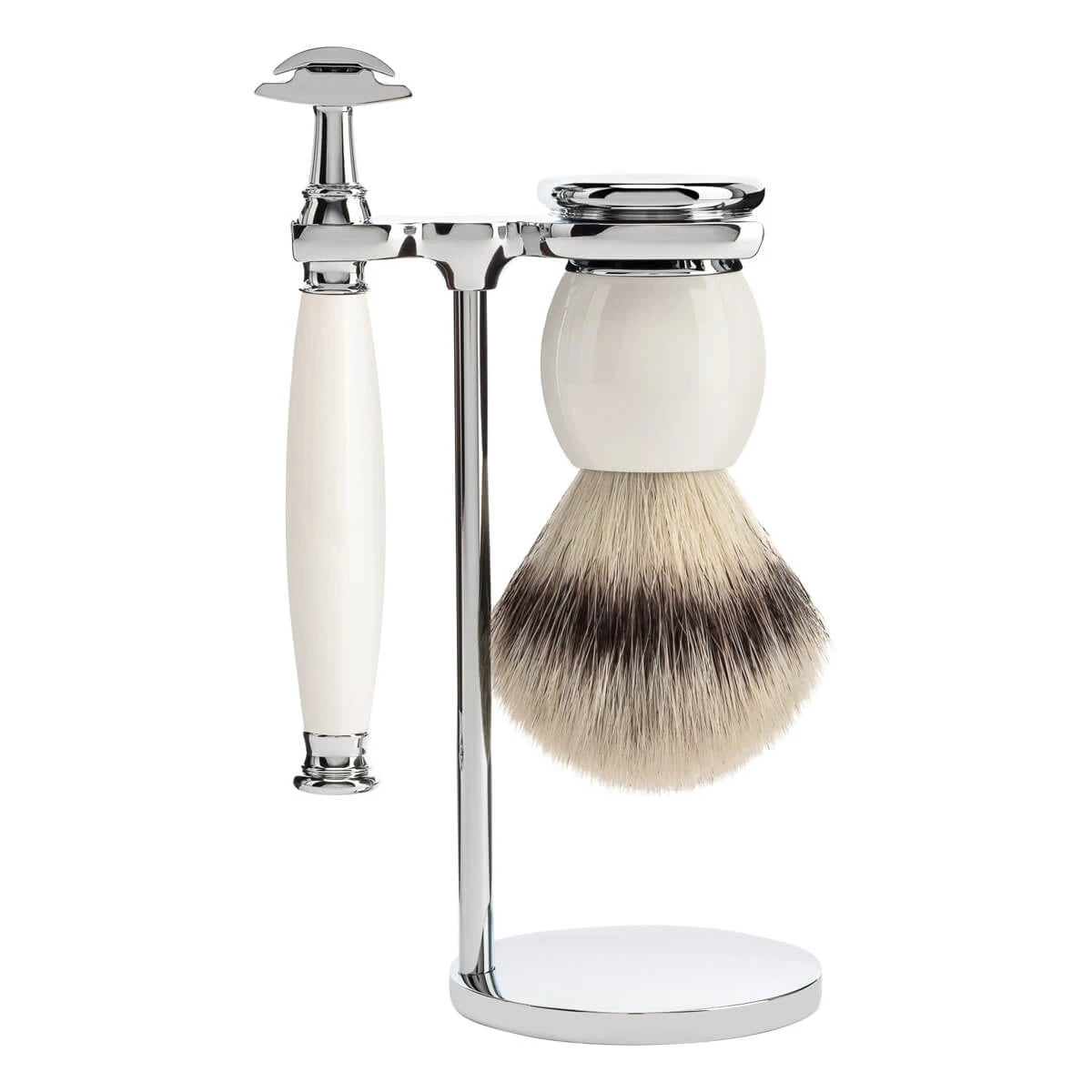 Rasierset mit Rasierhobel, Silvertip Fibre® Rasierpinsel und Halterung, Sophist, Porzellan