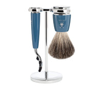 Rasierset mit Mach3 Rasierer, Rasierpinsel und Halter, Rytmo, Petrol Blau