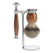Rasierset mit Rasierhobel, Rasierpinsel und Halter, Sophist, Ironwood
