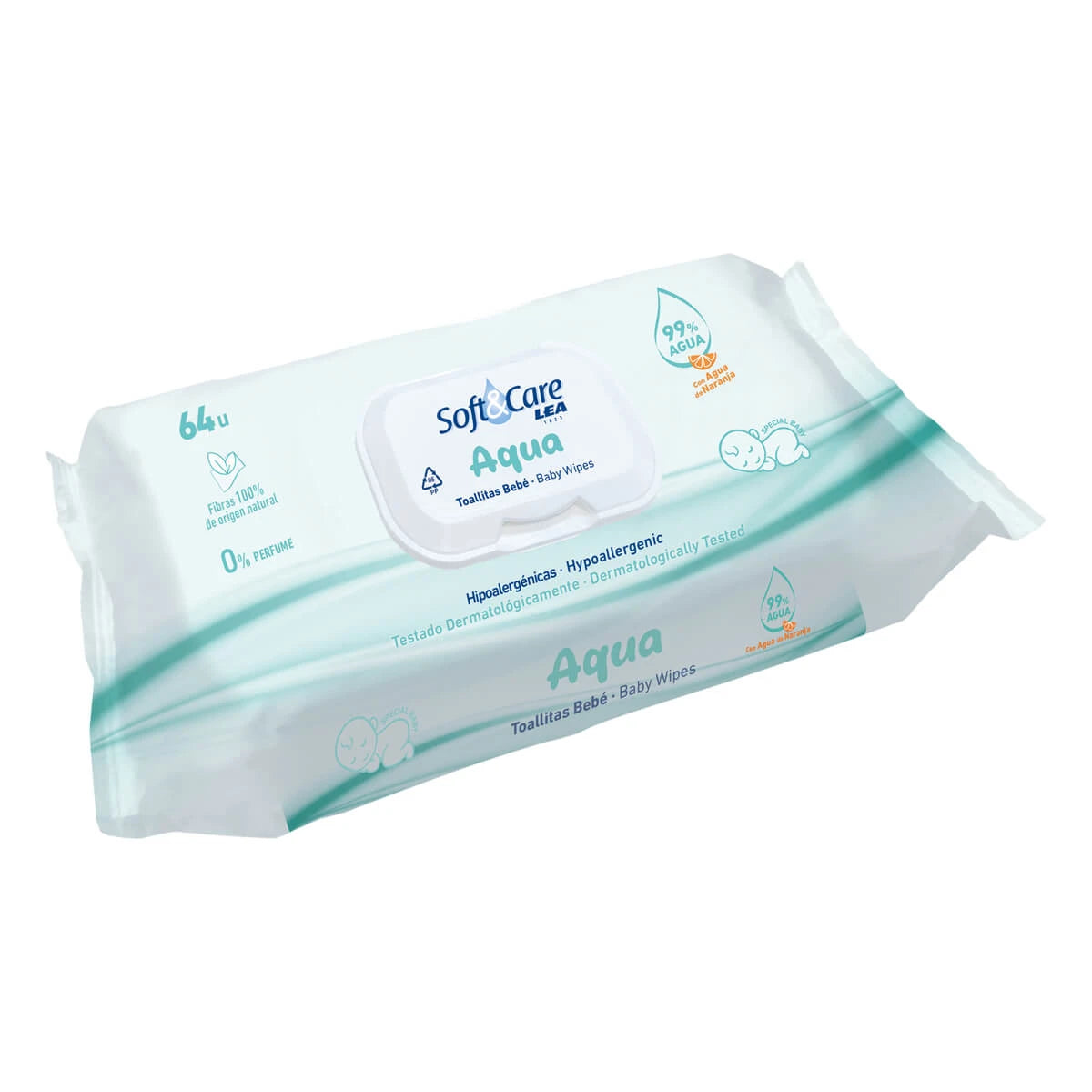 Soft & Care Feuchttücher, parfümfrei, 64 Stück.