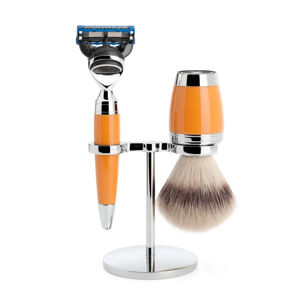 Rasierset mit Rasierer, Rasierpinsel und Halter, Stylo, Butterscotch