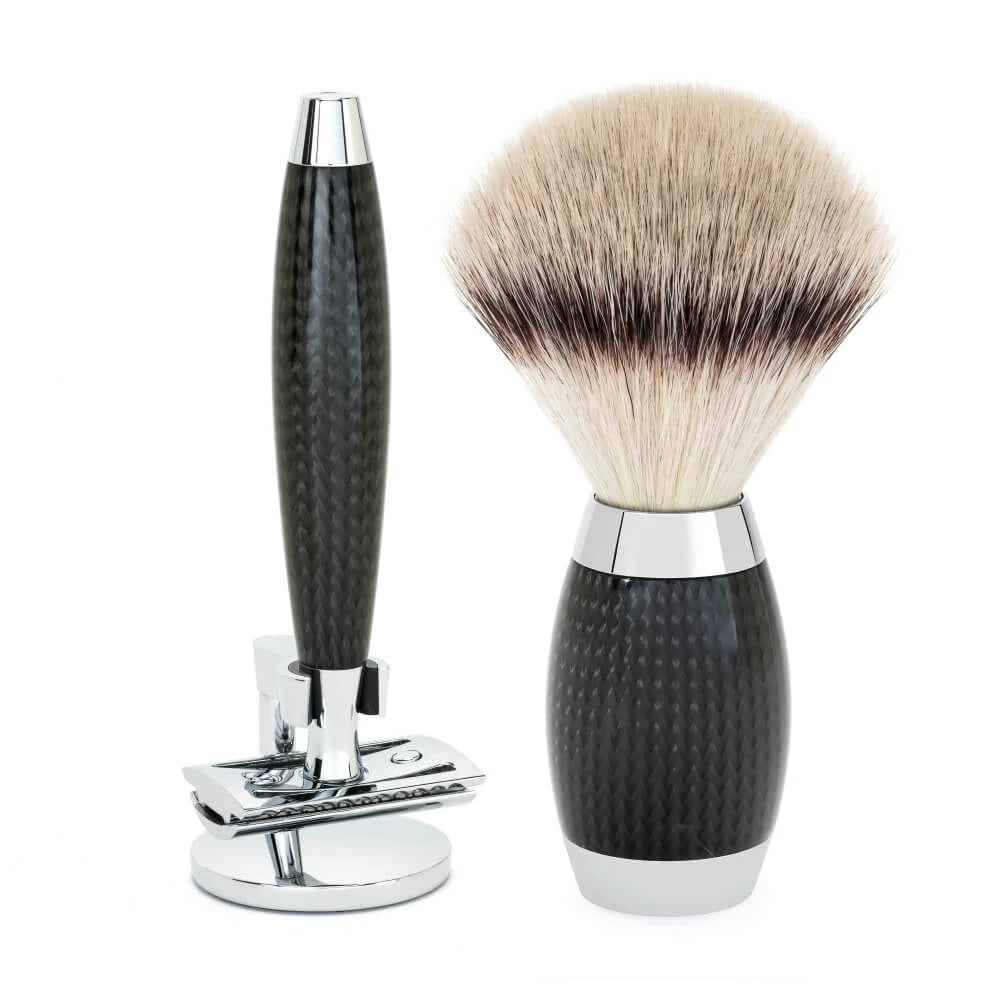 Edition No. 1, Rasierset mit Rasierhobel, Silvertip Fibre®-Rasierpinsel und Rasierhalter, Carbon