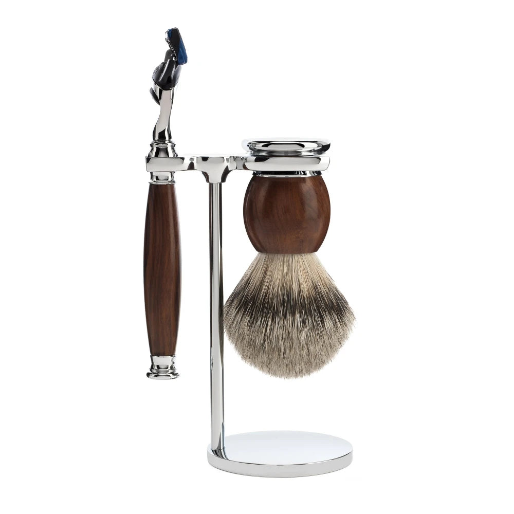 Rasierset mit Rasierer, Rasierpinsel und Halter, Sophist, Ironwood